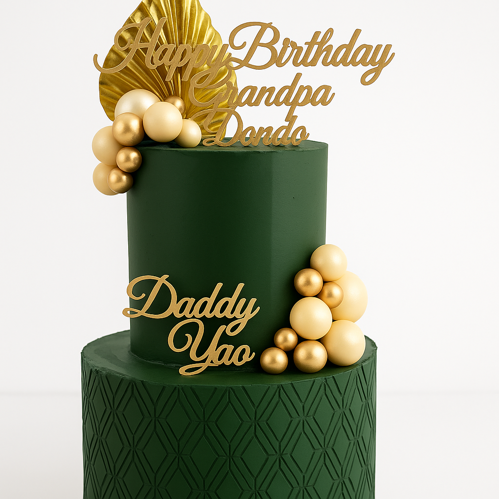 Custom Gold Acrylic Cake Topper Set – Luxury Birthday Decoration