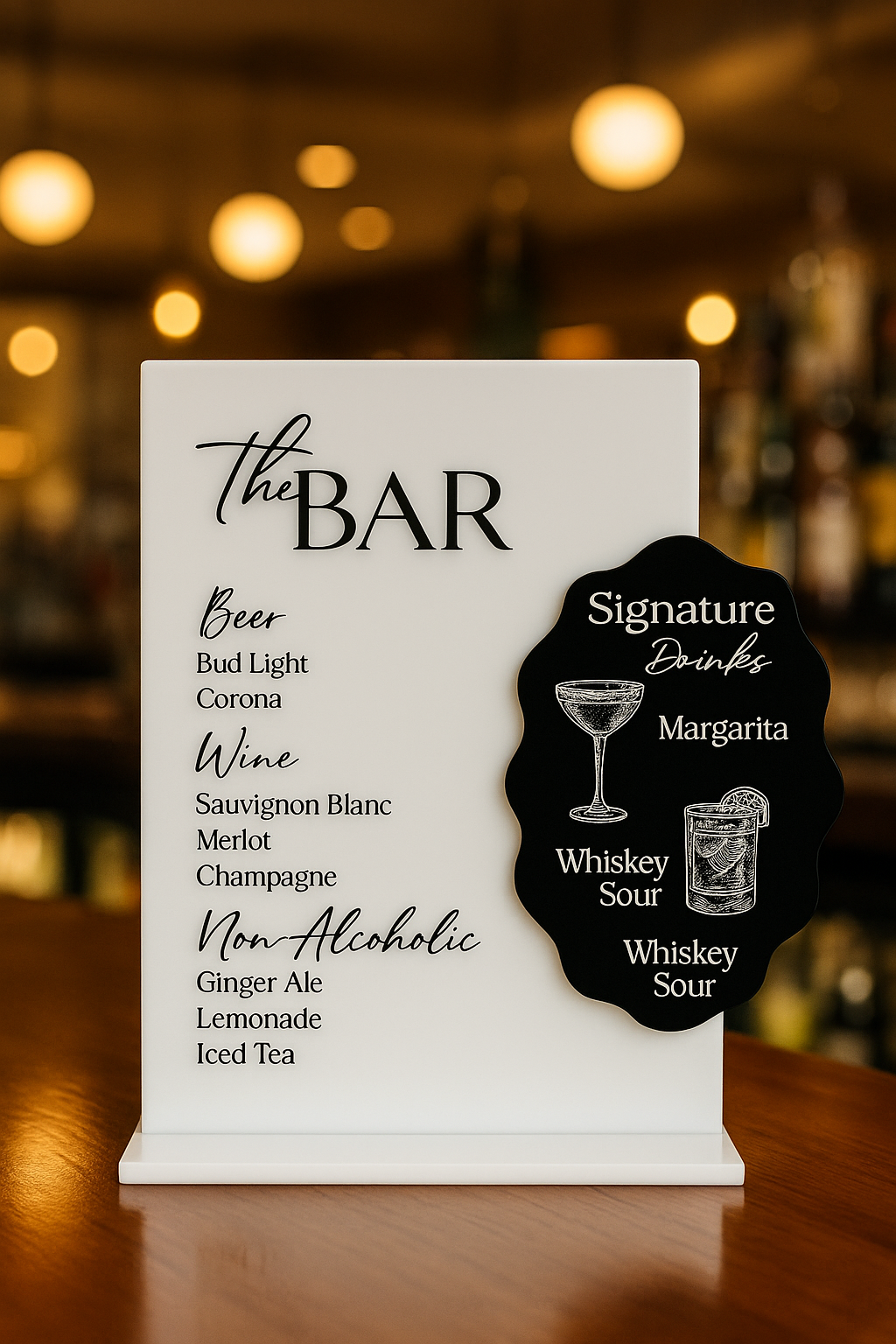 Elegant Drinks Menu Sign – Event Bar Decor