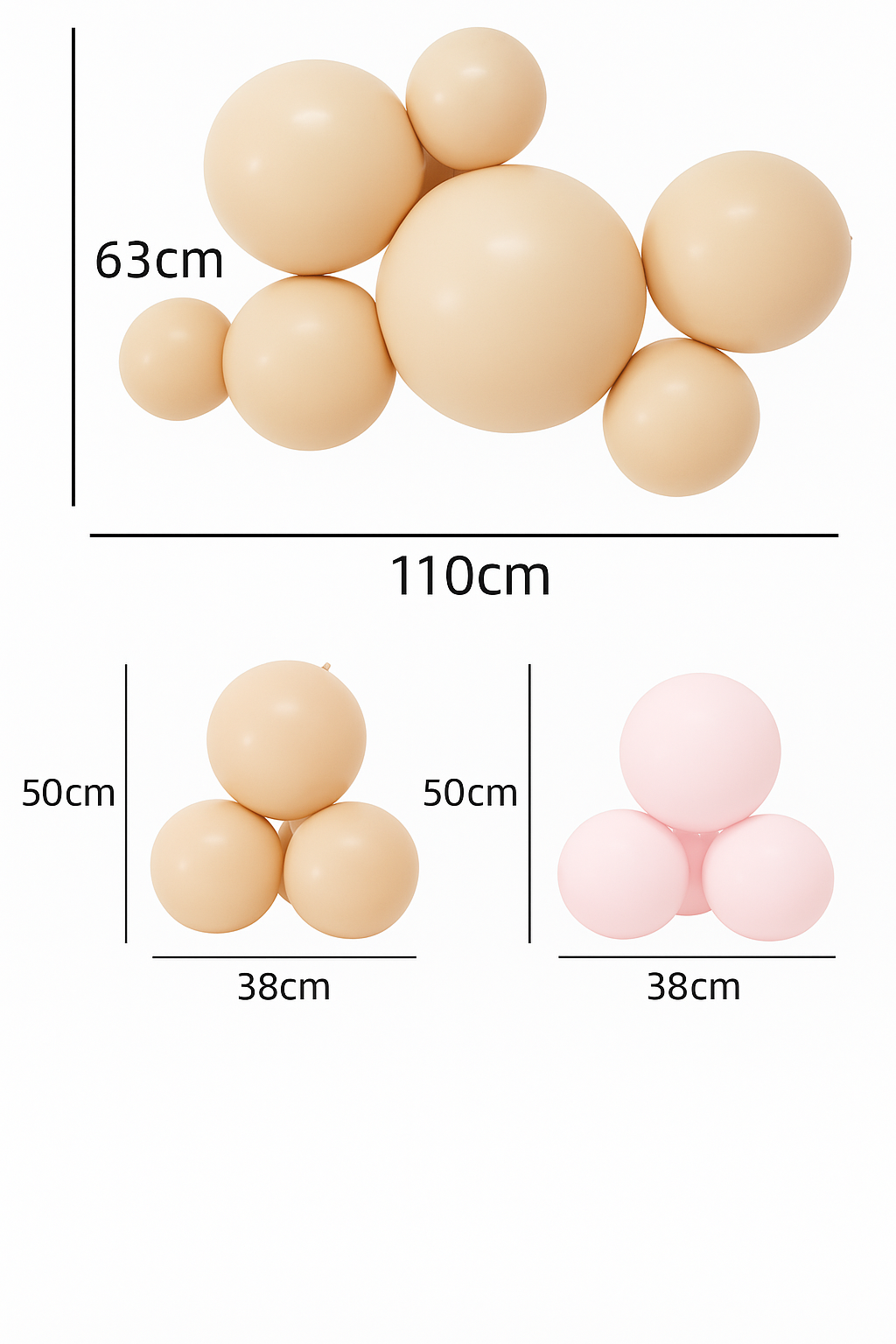 Reusable Pastel Pink 7-Cluster Balloon Garland
