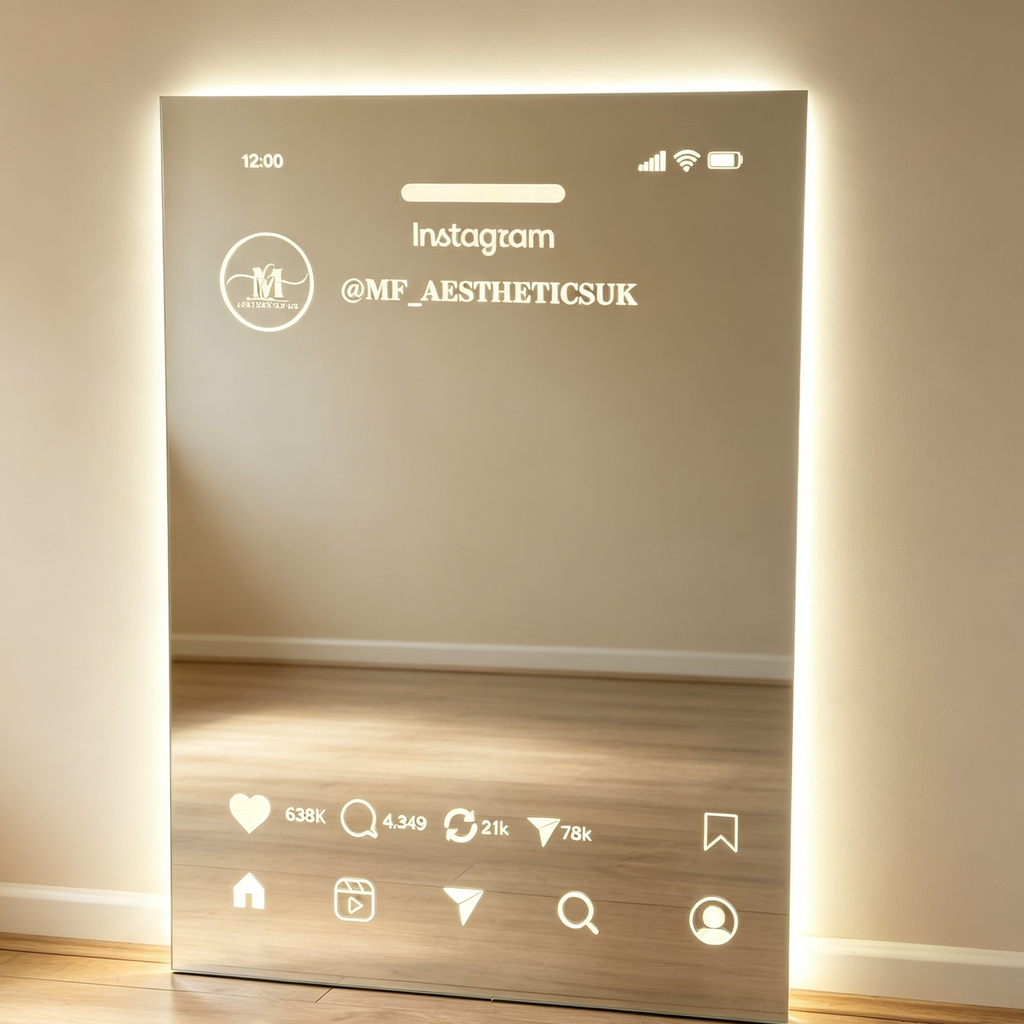 Custom Engraved Social Media | Instagram Mirror – LED Backlit