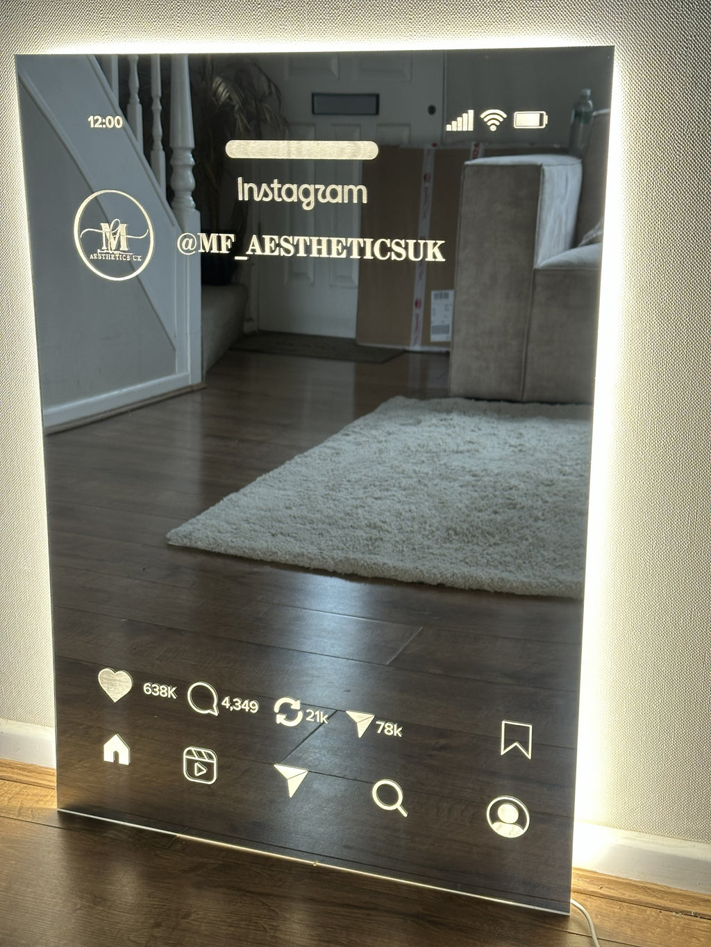 Custom Engraved Social Media | Instagram Mirror – LED Backlit