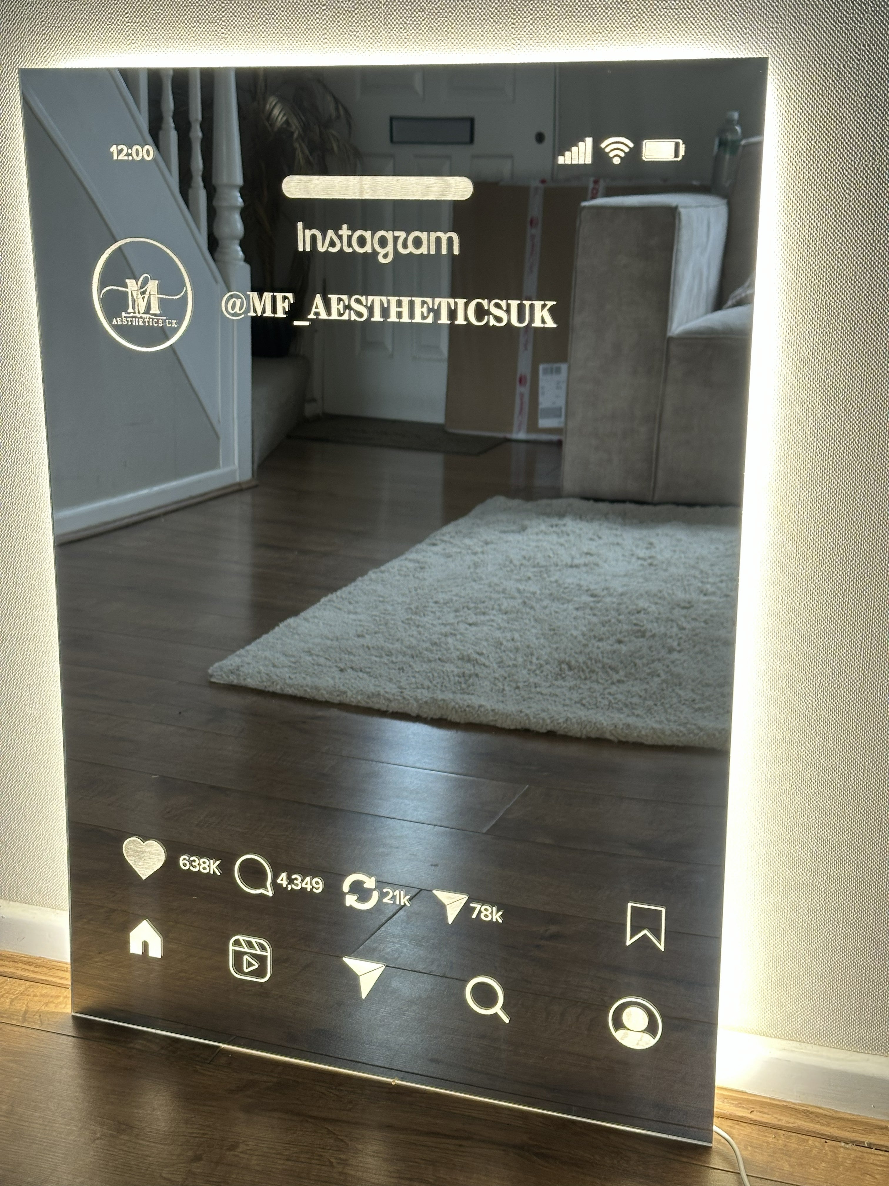 Custom Engraved Social Media | Instagram Mirror – LED Backlit