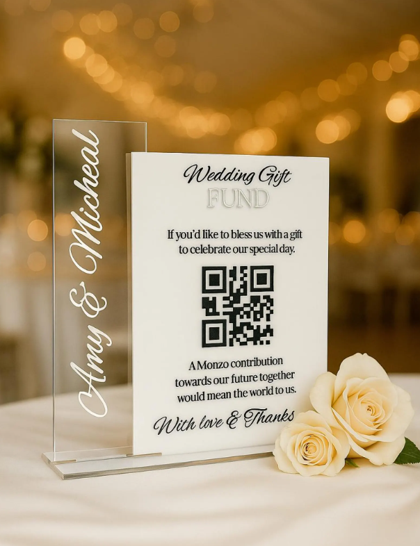 Acrylic Gift Fund Sign with QR Code