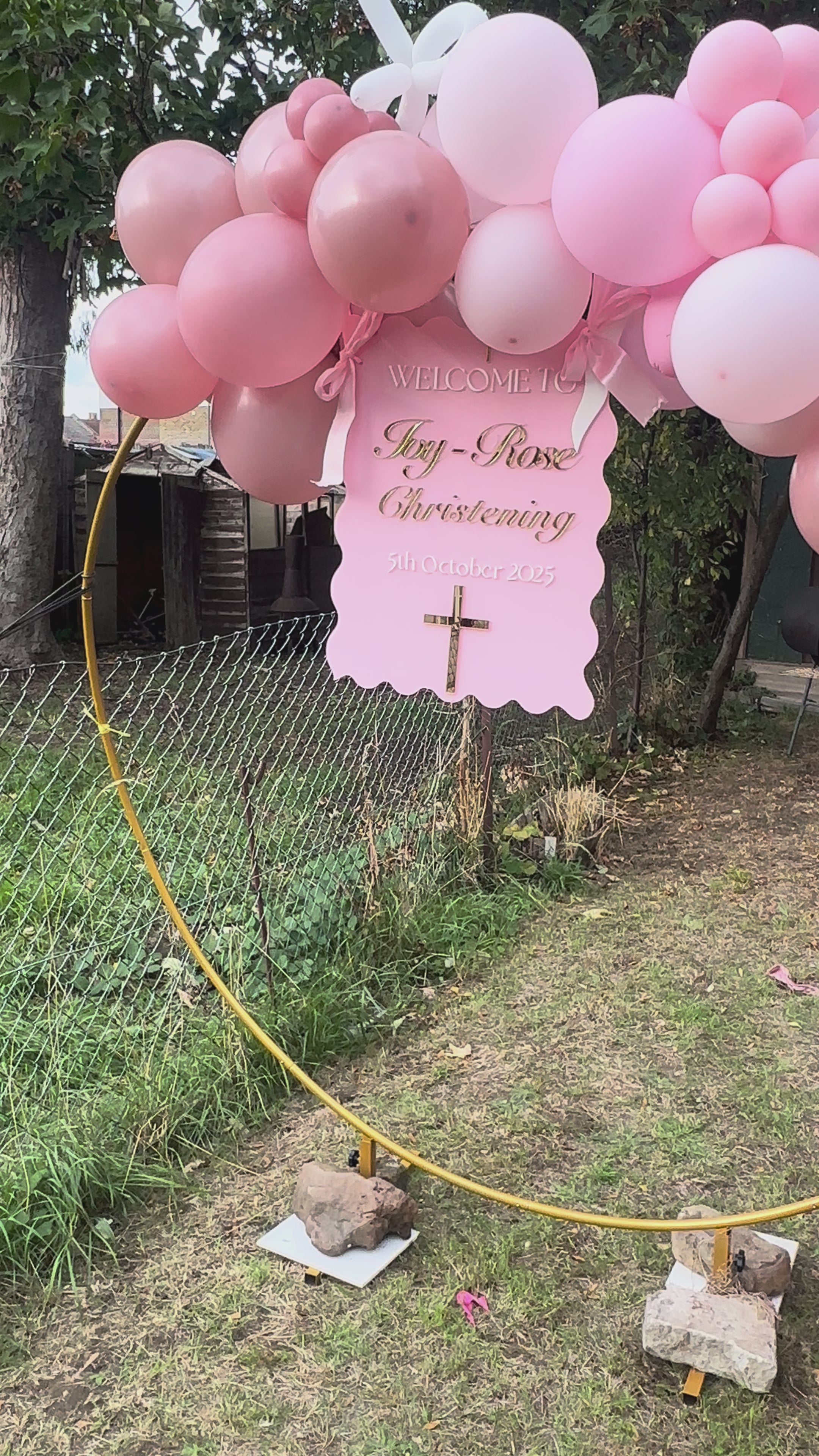Personalised Pink & Gold Acrylic Christening Welcome Sign (A1 Size)