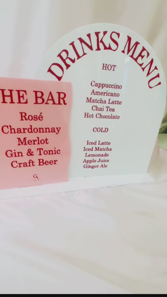 Acrylic Drinks Menu & Bar Sign – Event Decor